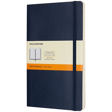 Moleskine Classic Soft Cover Casebound Notebook, 210x130mm, Ruled, 192 Pages, Blue