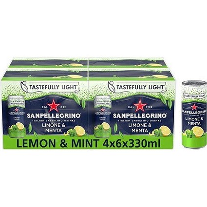 San Pellegrino Sparkling Lemon & Mint, 24x330ml Cans