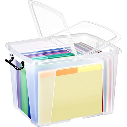Strata Filing Box Strata Smart Box With Clip-On Folding Lid, 40 Litres, Clear | Paperstone