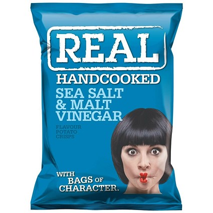 Real Crisps, Sea Salt & Malt Vinegar, 35g, Pack of 24