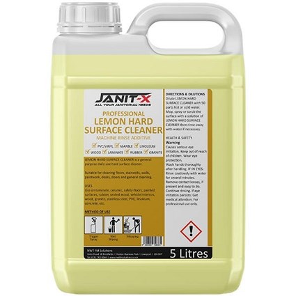 Janit-X Professional Hard Surface Lemon All Purpose Cleaner, 5 Litre Concentrate