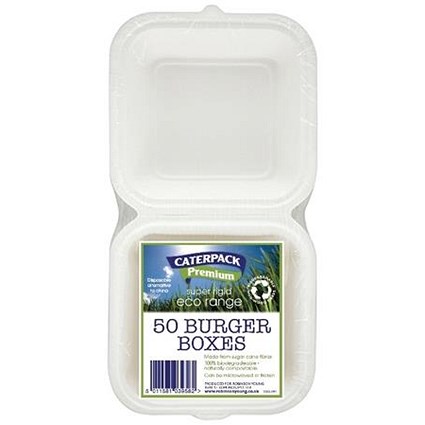 Belgravia Bio CaterPack Burger Boxes, 152x152mm, Pack of 50