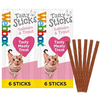 Webbox Cats Tasty Sticks Salmon & Trout, Pack of 6