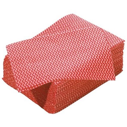 Janit-X Multi Purpose Non Woven Cloths, Red, Pack of 50