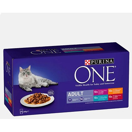 Purina One Adult Cat Food Mixed Mini Fillets in Gravy, 85g, Pack of 40