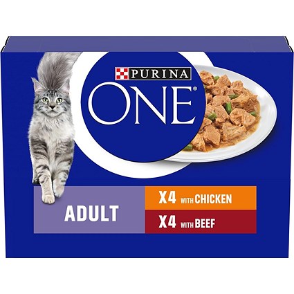 Purina One Adult Cat Food Chicken and Beef, 85g, Pack of 8