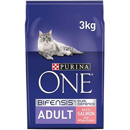 Purina One Adult Dry Cat Food Salmon & Wholegrain, 3kg