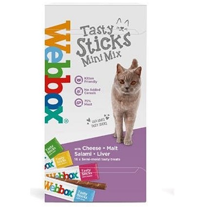 Webbox Cats Delight Mini Mix Sticks for Kittens, Pack of 16