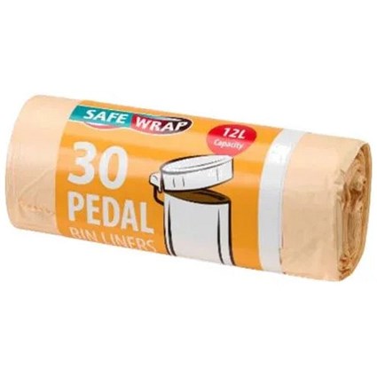 Safewrap White Peddle Bin Liners, Size C 15 Litre, Pack of 30