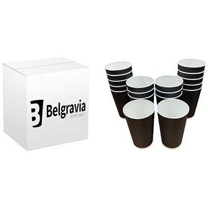 Belgravia Triple Walled Ripple Paper Cups, 341ml, Black, Pack of 25