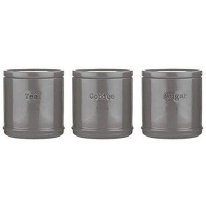 Accents Tea/Coffee/Sugar Canisters Set, Charcoal