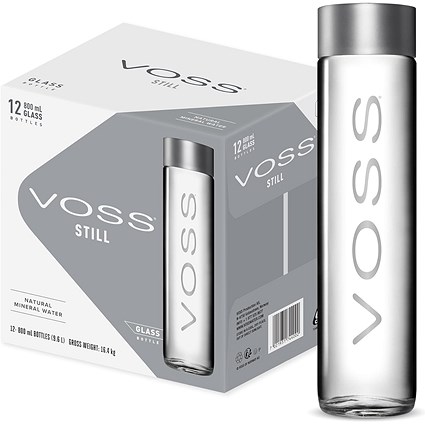 Voss Artesian Still Water, Glass Bottles, 800ml, Pack of 12 Voss Artesian Still Water, Glass Bottles, 800ml, Pack of 12