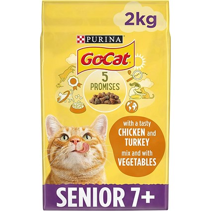 Go-Cat Senior Cat Chicken, Turkey Vegetables Dry Cat Food, 2kg