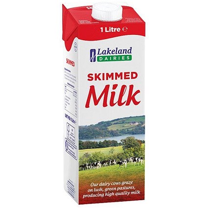 Lakeland Skimmed Longlife Milk Cartons, 1 Litre, Pack of 12