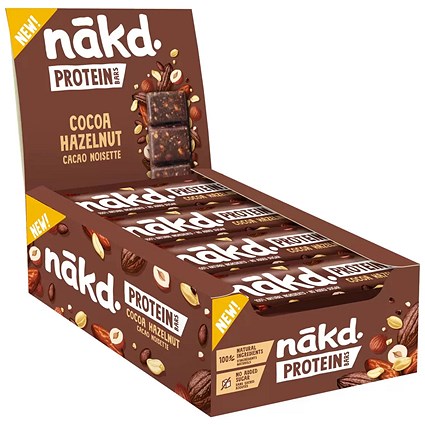 Nakd Cocoa Hazelnut Protein Bar, 45g, Pack of 16