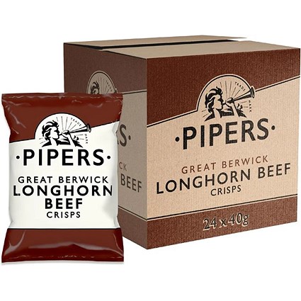 Pipers Gluten-Free Great Berwick Longhorn Beef Crisps Multi-Pack 24 x 40g