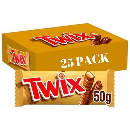 Twix Twin Chocolate & Caramel Bars 25 x 50g