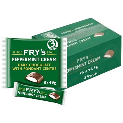 Fry's Chocolate Mint Cream Dark Chocolate Bars with Peppermint Cream Fondant 3 x 49g 16 x 157g