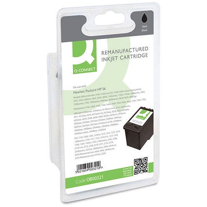 Q-Connect Remanufactured Inkjet Cartridge Black For HP C6656A C6656A-COMP Q-Connect Remanufactured Inkjet Cartridge Black For HP C6656A C6656A-COMP