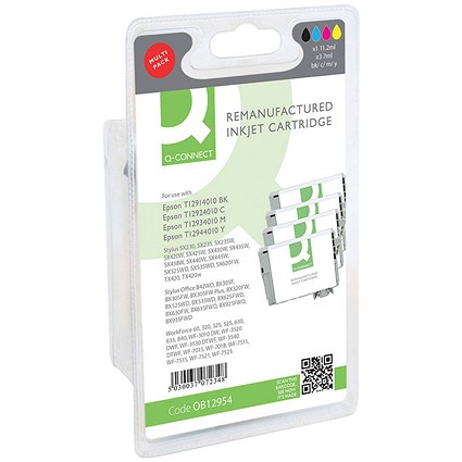 Q-Connect Epson T1291/2/3/4 Remanufactured Inkjet Cartridge CMYK Multipack T129540-COMP