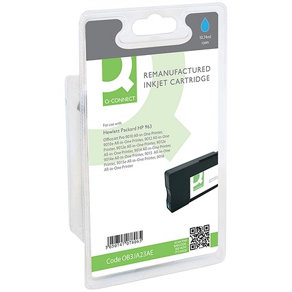 Q-Connect Remanufactured HP 963 Inkjet Cartridge Cyan 3JA23AE RM-QC-6812-00