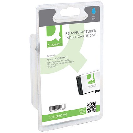 Q-Connect Epson 16XL Remanufactured Cyan Inkjet Cartridge High Yield C13T16324010, T163240