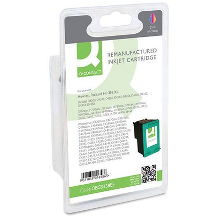 Q-Connect Remanufactured Inkjet Cartridge Tri-colour For HP CB338EE CB338EE-COMP