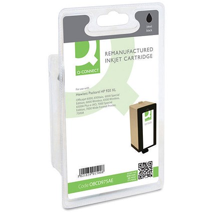 Q-Connect HP 920XL Remanufactured Black Ink Cartridge CD975AE