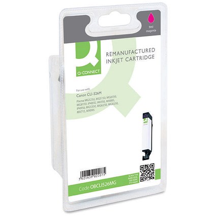 Q-Connect Remanufactured Inkjet Cartridge Magenta Compatible With Canon CLI-526M CLI-526M-COMP