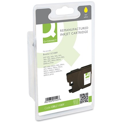 Q-Connect Brother LC1100Y Remf Inkjet Cartridge Yellow LC1100Y-COMP