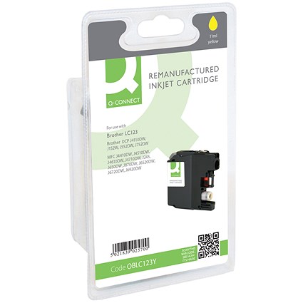 Q-Connect Brother LC123 Remanufactured Inkjet Cartridge Yellow RM-QC-6616-00