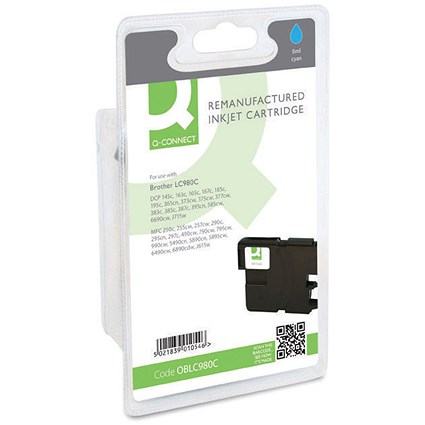 Q-Connect Brother LC980C Remanufactured Ink Cartridge High Yield Cyan LC980C-COMP