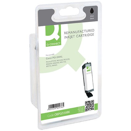 Q-Connect Remanufactured Inkjet Cartridge High Yield Black For Canon PGI-550XL PGI550XLPGBKCOMP