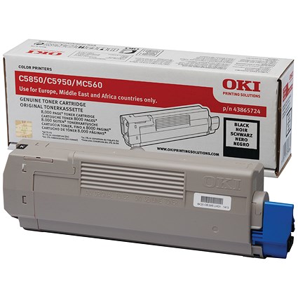Oki C5850/59508K Toner Cartridge Black 43865724