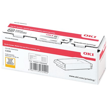 Oki C650 6K Toner Cartridge Yellow 09006129