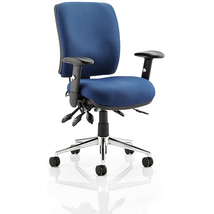 Chiro Medium Back Operator Chair, Height Adjustable Arms, Blue