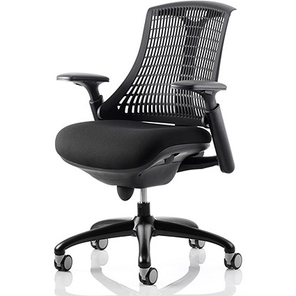 Flex Task Black Frame & Seat Operator Chair, Height Adjustable Arms, Black Back - Delivered Built