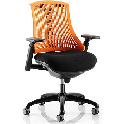 Flex Task Operator Chair, Black Frame, Black Seat, Orange Back, Assembled