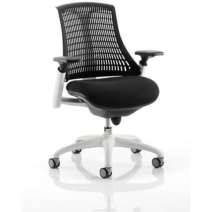 Flex Task Operator Chair, White Frame, Black Seat, Black Back