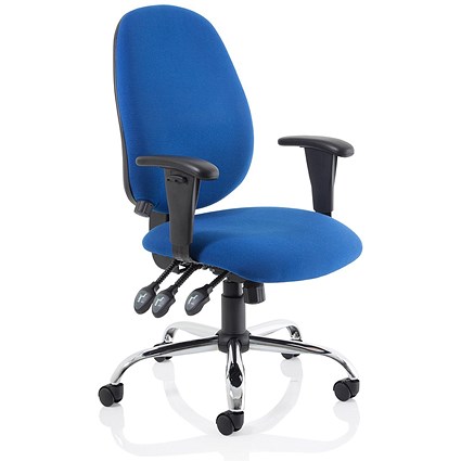 Lisbon Task Operator Chair, Height Adjustable Arms, Blue