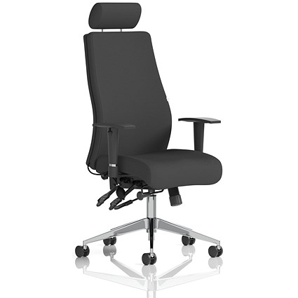 Onyx Ergo Posture Chair, Headrest, Height Adjustable Arms, Black