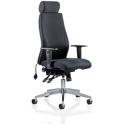 Onyx Ergo Posture Chair, Headrest, Height Adjustable Arms, Black- Delivered Built