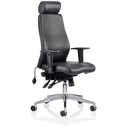 Onyx Ergo Posture Chair, Headrest, Height Adjustable Arms, Black- Delivered Built