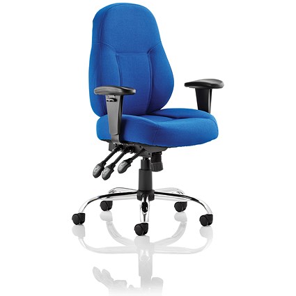 Storm Operator Chair, Height Adjustable Arms, Blue - Delivered Built