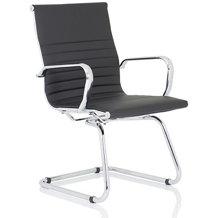 Nola Leather Cantilever Chair, Black