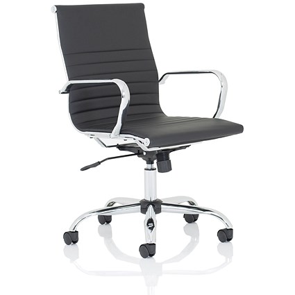 Nola Medium Back Executive Chair, Fixed Height Arms, Black