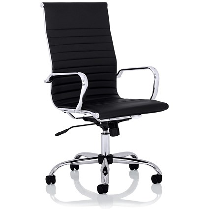 Nola High Back Executive Chair, Fixed Height Arms, Black
