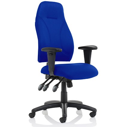 Posture High Back Chair, Height Adjustable Arms, Blue