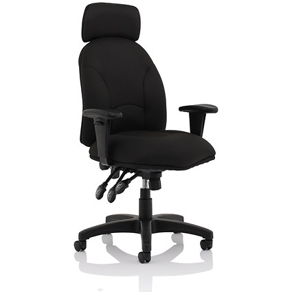 Energize Aviator Armchair, Height Adjustable Arms, Black