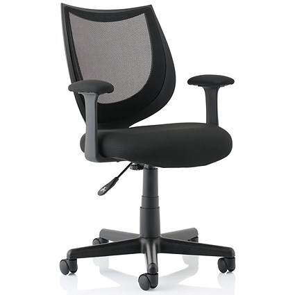 Gleam SoHo Mesh Back Chair, Fixed Height Arms, Black